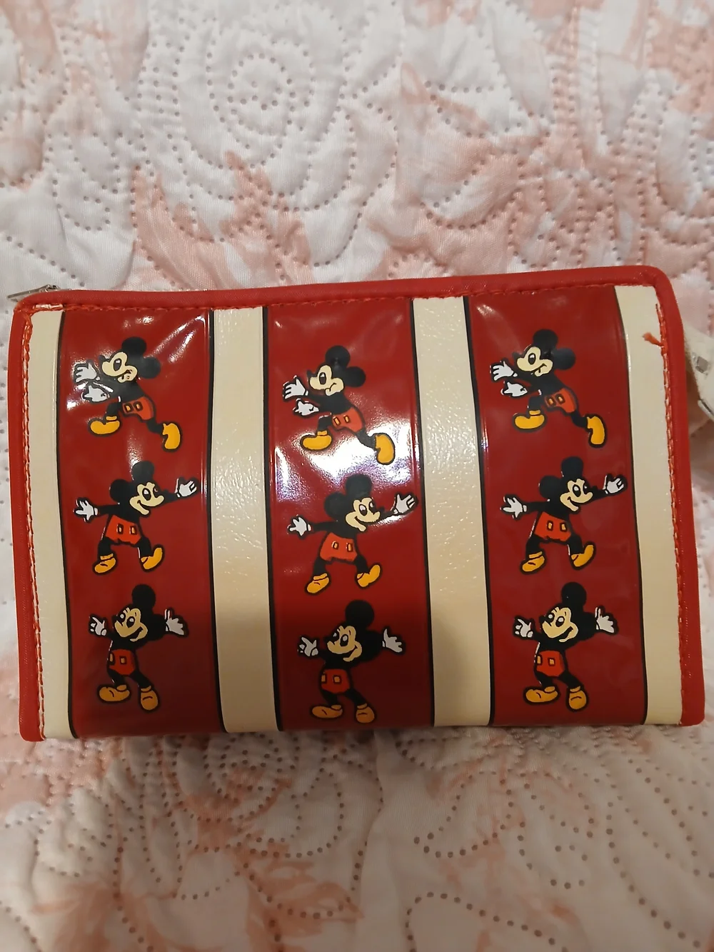 Vintage 70s Mickey Mouse Red and Cream Women's Zip Wallet